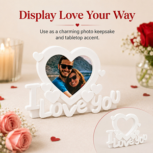 Cornice Portafoto 3D Stampata a Forma di Cuore 'I Love You', Cornice per Coppie da Scrivania, Espositore Fotografico Romantico da Tavolo - Product Image 3