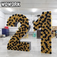 WOWORK Vente en gros 3ft 4ft 5ft Lettres et chiffres géants lumineux floraux en fleurs artificielles pour la décoration de mariage