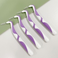 Brosse interdentaire en forme de L pour adulte Cure-dents brosse à dents pour soins bucco-dentaires matériel orthodontique en acier inoxydable