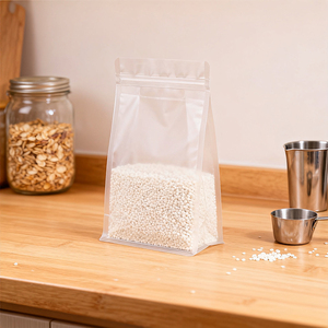 Plastic Bag Flat Bottom Custom Printed for Retail Products in Clear Block Bottom Packaging - Product Image 5