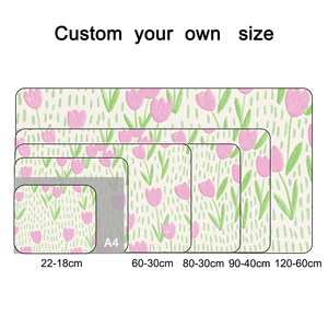 Alfombrilla de teclado grande personalizada con diseño de tulipán, superficie de tela suave, base de goma impresa, alfombrilla de ratón para juegos. - Product Image 2