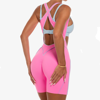 Ensemble de sport respirant Y2K color block grande taille avec soutien-gorge de sport push-up antichoc et short d'entraînement taille haute rehausseur de fessiers