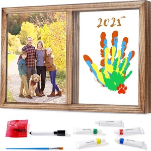 Wood Photo <b>Frame</b> Double Panel Wall <b>Mount</b> Handprint Display Living Room Bedroom Decor - Product Image 2