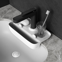 Support de rangement moderne en plastique pour robinet de cuisine, à un seul niveau, multifonctionnel pour vaisselle et chiffons, avec drainage, type sur pied
