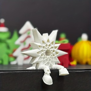 Ornamento Artistico a Forma di Fiocco di Neve in Plastica Articolata con Design Intricato Stampato in 3D - Product Image 3