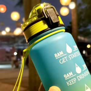 Vendedor superior 32oz 1000ml BPA Free Tritan Sport Motivational Gym Botellas de agua con pajita y MARCADOR DE TIEMPO - Product Image 2