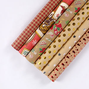 custom gift <b>wrapping</b> <b>paper</b> christmas design brown kraft packaging <b>paper</b> - Product Image 1