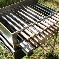 Pemanggang BBQ Gaya Brasil Picanha Dua Lapis Churrasco Espeto Motor Kuat Kebab Mangal Rotisserie Dengan Tusuk Sate Bentuk V
