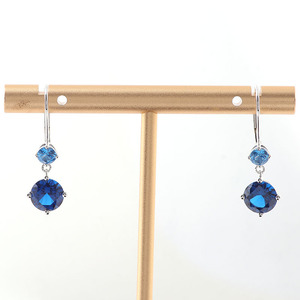 Pendientes de zafiro cultivados en laboratorio, 4mm, 8mm, forma redonda, zafiro cultivado en laboratorio azul, pendientes de oro blanco de 10K, pendientes de gota de alta calidad - Product Image 4