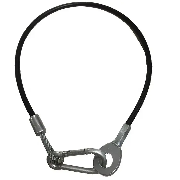 Cuerda de alambre de acero galvanizado con mosquetón de acero inoxidable y bucle de fitness