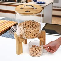 Grands Conteneurs de Stockage en Verre Borosilicate de Haute Qualité, Faits Main, pour Cuisine, Riz, Céréales, Farine, avec Doseur et Tasse Mesureuse en Verre