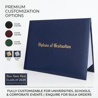 Cubierta para Certificado y Diploma de Graduación Estilo Carpa, en PU Liso, con Logotipo Personalizado y Estampado Dorado, Producto Elegante para Archivar