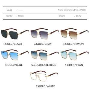 Gafas de Sol Cuadradas Retro de Metal 2025 con Logotipo Personalizado, Protección UV400, Doble Puente con Aspecto de Madera, Estilo Piloto para Hombre y Mujer - Product Image 6