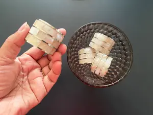 Handmade White <b>mother</b> of pearl Napkin <b>rings</b> Set of 4 MOP inlay napkin holders - Product Image 2