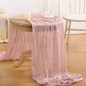 Decoraciones para fiestas de té en casa, camino de mesa rosa de 120 pulgadas y 10 pies, tela de queso, gasa rústica, camino de mesa para boda y bebé - Product Image 2