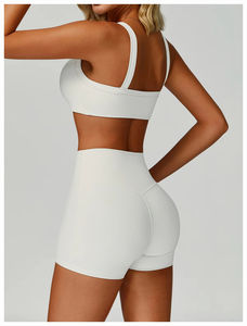 Soutien-gorge de sport pour femme HUACHEN, léger, à maintien élevé, à séchage rapide, respirant, à côtes sur les épaules, pour le yoga, le pilates, la course à pied - Product Image 3