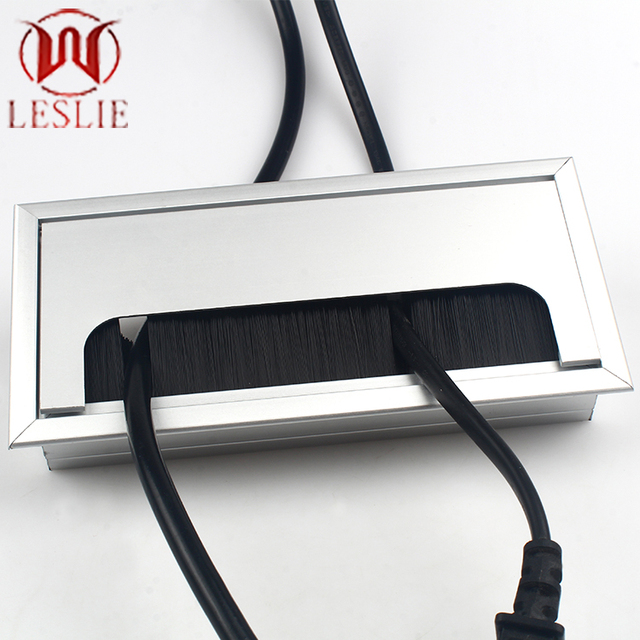 80mm*160mm Modern Matte Silver Aluminum Computer Desk Grommet for Home Office-Waterproof & Durable