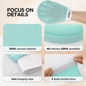 Servicio DDP Tiktok, superventas, guantes exfoliantes con logotipo personalizado, guantes Exfoliantes corporales para eliminar la piel muerta - Product Image 2