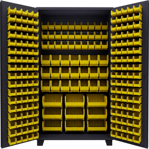 Armoire de rangement pour outils avec supports pour bacs, 230 bacs jaunes, 60 po de largeur x 78 po de hauteur - Product Image 1