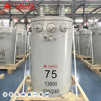 Transformateur de distribution immergé dans l'huile monophasé monté sur poteau YAWEI 10kVA-100kVA Norme ANSI Entrée 10kV/6kV Sortie 480V