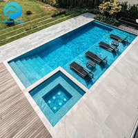 Kostenloses 3D-Design Haus Villa Hotel Fiberglas Vorgefertigter Schwimmbad Modularer Entspannender Outdoor-Acryl-Aufstellpool