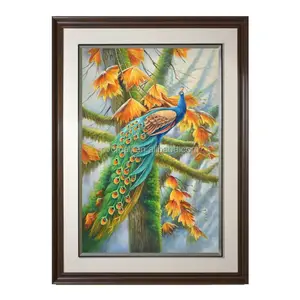 Wholesale peacock handmade oil painting fujian modern abstract pop art decor peacock drawing image