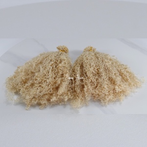 Pelosa uomo invisibile K punta Afro riccia bionda chiara 60 platino bionda piena cuticola allineata capelli morbidi 100g di punte di cheratina extension - Product Image 6