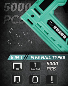 Pistola de <span class=keywords><strong>grapas</strong></span> eléctrica OEM de fábrica, pistola de clavos <span class=keywords><strong>grapadora</strong></span> 5 <span class=keywords><strong>en</strong></span> 1 inalámbrica de 3,7 <span class=keywords><strong>V</strong></span>, pistola de <span class=keywords><strong>grapas</strong></span> inalámbrica alimentada por batería de 2.0Ah <span class=keywords><strong>para</strong></span> tapicería - Product Image 2