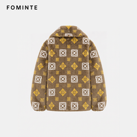 Veste Courte Femme en Fausse Fourrure à Poil Court, Imprimé Géométrique Carreaux Vintage, Style Luxe Designer, Service OEM Logo Personnalisé