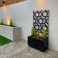 Nouvelle Conception Jardinière en Acier Corten Thermolaqué Écologique avec Panneau Grille, Bac de Jardin Surélevé en Métal, Clôture Décorative pour la Maison