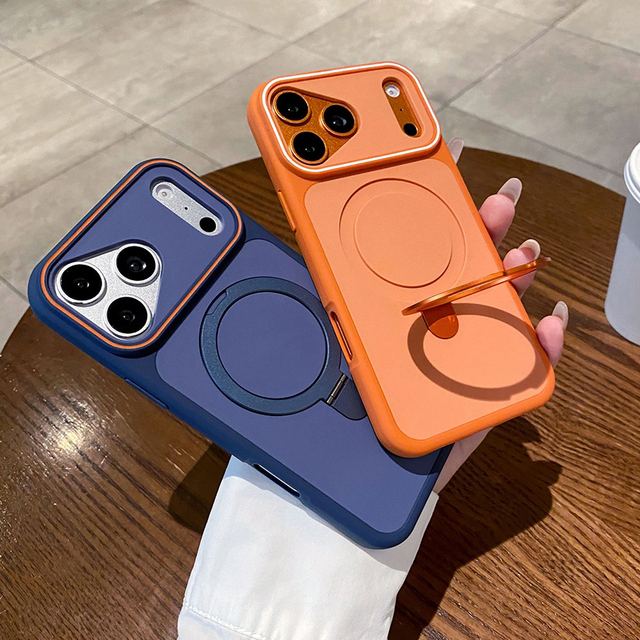 MOQ 500 For iPhone 17 Pro Max case with Magnetic Stand Shockproof Wireless Charge Mobile Phone Cover for iPhone 16 15 14 Pro Max