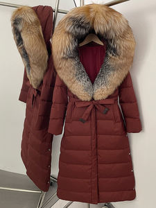 Abrigo <span class=keywords><strong>de</strong></span> Plumón <span class=keywords><strong>de</strong></span> <span class=keywords><strong>Pato</strong></span> Blanco con Capucha OFTBUY, Chaqueta Acolchada Extra Larga con Cuello <span class=keywords><strong>de</strong></span> Piel <span class=keywords><strong>de</strong></span> Zorro Auténtica, Parka Gruesa para Mujer con Cinturón - Product Image 1