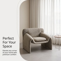 Fauteuil d'appoint incurvé de luxe en tissu, chaise de loisirs en forme de crabe avec structure en contreplaqué et rembourrage en éponge, mobilier pour salon et hôtel
