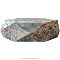 Dongguan Usine de meubles de haute qualité OEM/ODM Table de luxe Dalle de pierre verte agate Pierres de forme irrégulière Table ronde de luxe