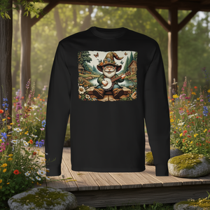 Affascinante maglietta a maniche lunghe con stampa Cottagecore Gnome Banjo Serenade - Product Image 3