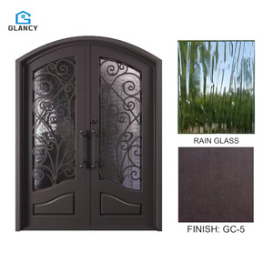 Porta d'Ingresso Antifurto Moderna in Vetro e Metallo, Design in Ferro Battuto per Casa, Porte Francesi d'Entrata - Product Image 3