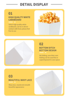 Vente en gros de boîtes de pop-corn en papier imprimées jetables écologiques boîtes d'emballage de qualité alimentaire fournitures de fête pour les chips à emporter