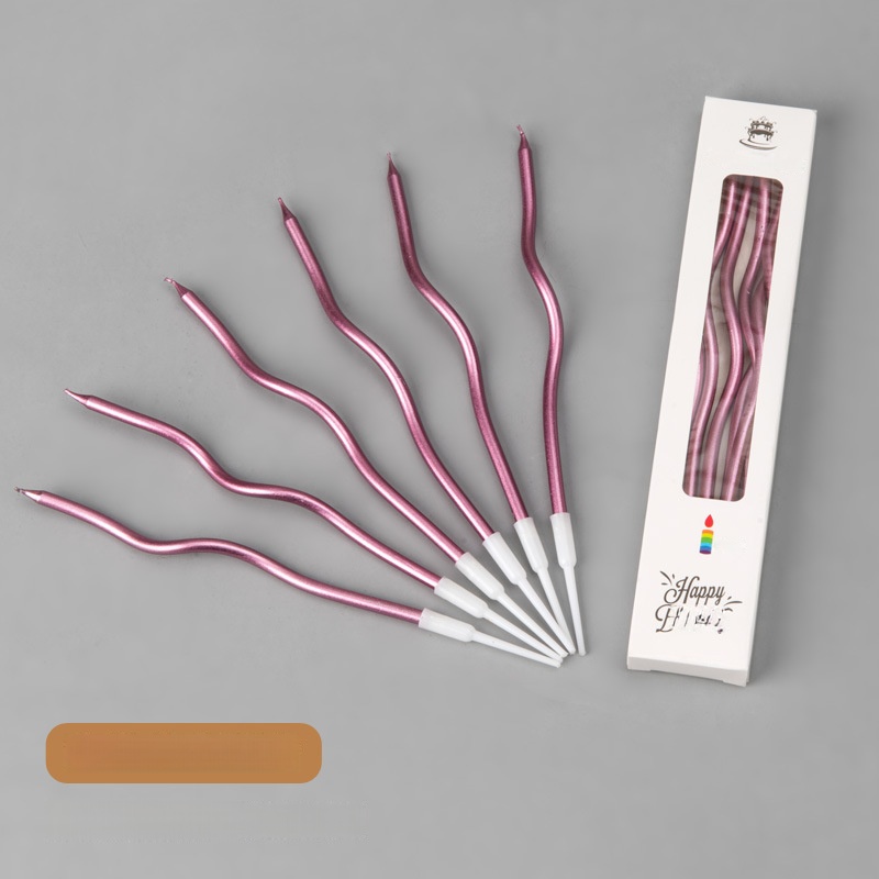 Bougie Courbe Couleurs Assorties, Or Rose, 10 Boîtes