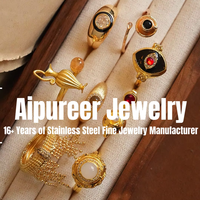 Bague Vintage Noire et Or avec Pierres Précieuses pour Femme, Théière, Cafetière, Lampe Magique d'Aladdin, Œil de Tigre Maléfique, Agate, Pendentif Gland, Bijoux en Gros