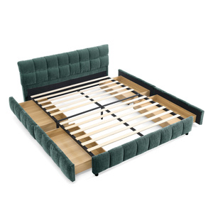 Tête <span class=keywords><strong>de</strong></span> <span class=keywords><strong>lit</strong></span> rembourrée en chenille avec cadre en bois moderne, taille Queen, avec tiroir <span class=keywords><strong>de</strong></span> rangement, meubles <span class=keywords><strong>de</strong></span> chambre à coucher - Product Image 2