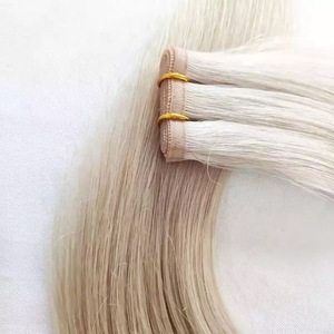 Jasminebeauty 100g para extensiones de cabello humano con trama de PU, 22 pulgadas, Remy europeo teñido rubio con reflejos, doble densidad - Product Image 4