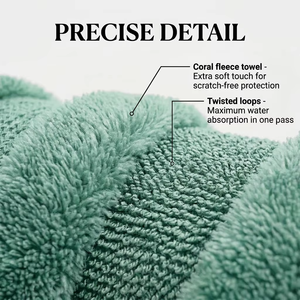 Grande serviette de detailing automobile en microfibre à boucles torsadées, ultra absorbante, séchage rapide, 1100 GSM, en polaire corail hybride - Product Image 2
