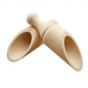 Cuillère en bois classique écologique avec logo personnalisé, à manches longs et courts, pour café, sel de bain, sucre et ingrédients secs - Product Image 1