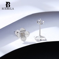 ICEBELA Bestseller S925 Sterling Silber Damen Beliebte Ohrringe Koreanischer Trendiger Kleiner Bestseller Winzige Blumen-Ohrstecker für Mädchen