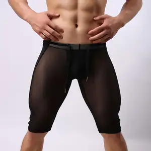 高品质勇敢的人网布透明中段瑜伽裤男士表演网布内衣