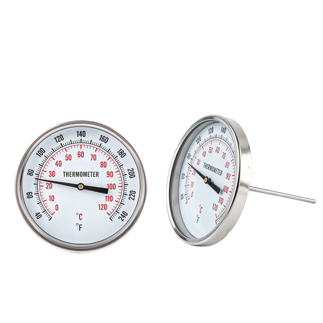 Back Mount Bimetallic Thermometer Stainless Steel Dial Temperature Indicator IP55 Rated 0-120C for Tank Pipeline Heating