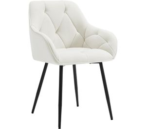 Thiết kế mới thoải mái Trắng Nhung Vải Cánh Tay ghế ăn với chân kim loại - Product Image 1