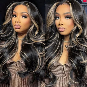 Balayage pour perruque frontale en dentelle colorée Body Wave Shadow Root Blonde Highlight Virgin Hair Transparent Lace Human Baby - Product Image 1
