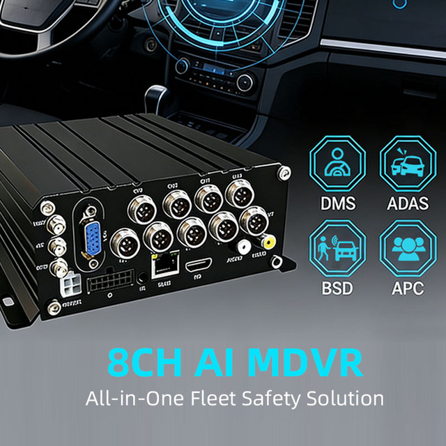 8 Channel Vehicle Mobile Dvr with AI ADAS BSD DSM APC System Digital Video Recorder With 4G WIFI GPS Remote Fleet Management