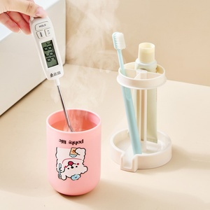 Custom Logo Cartoon Plastic Student Dormitory <b>Toothbrush</b> <b>Holder</b> Set with Desktop Drainage Mouthwash Cup and No Punching Design - Product Image 1